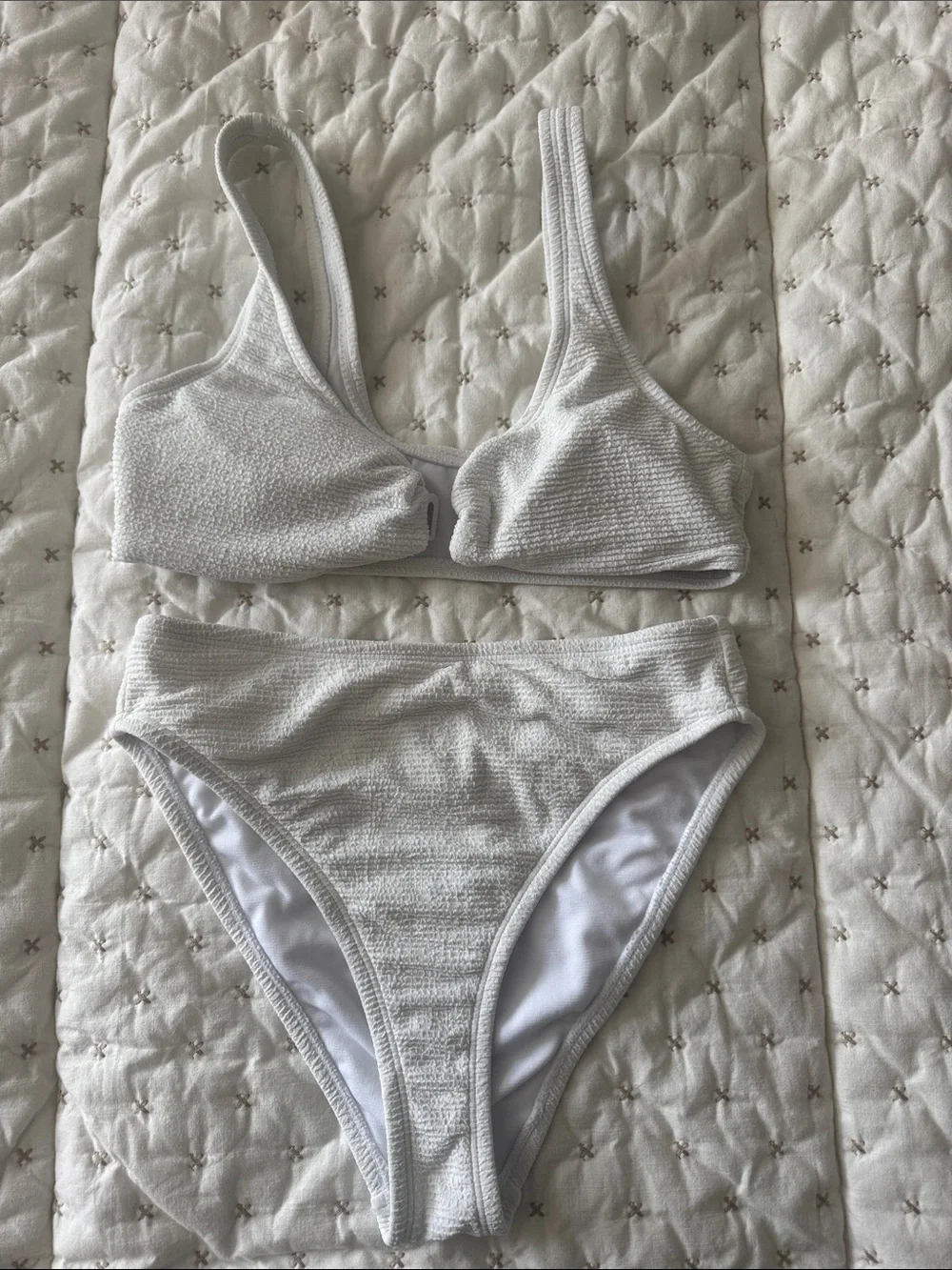 Lulu's White Textured Two-Piece Bikini